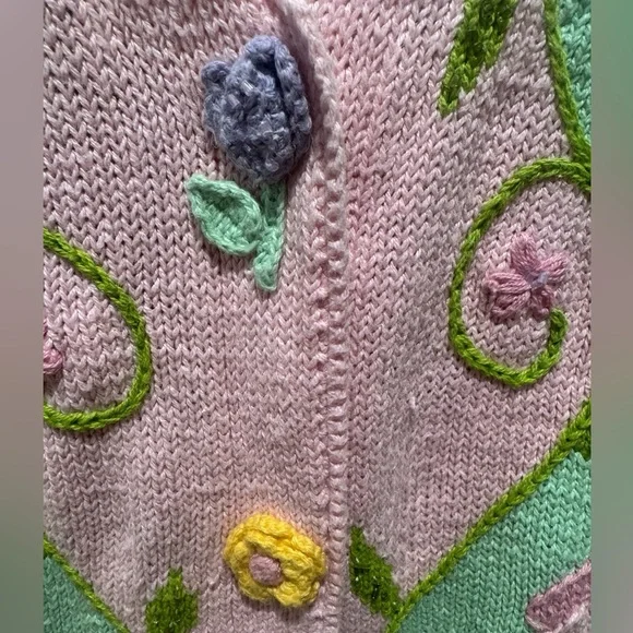 STORYBOOK KNITS Vintage Floral Embroidered Cardigan Sweater - Picture 6 of 10